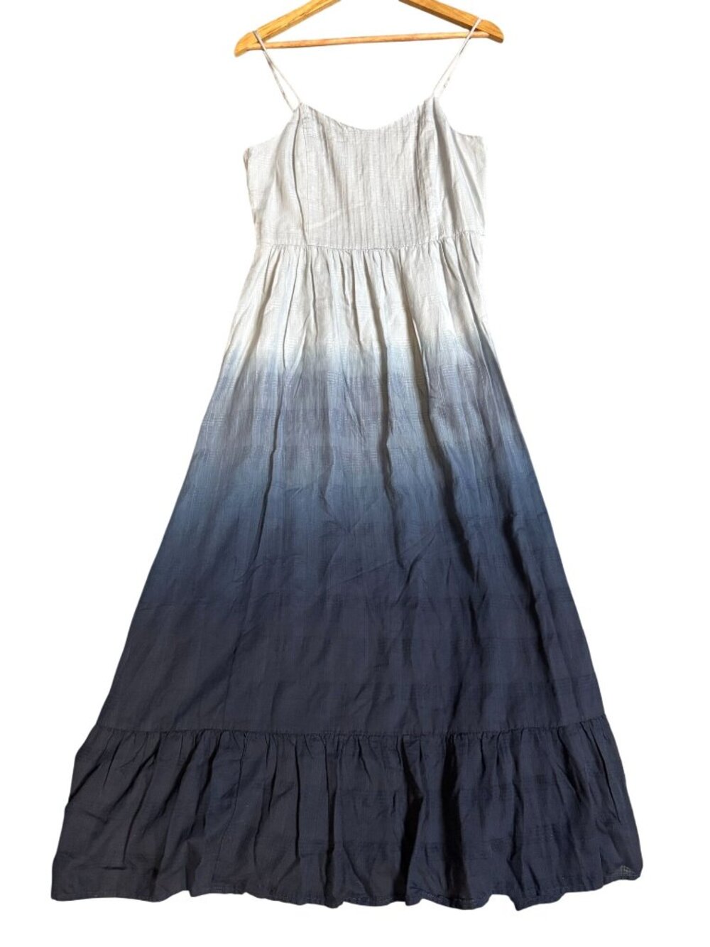 NWT Madewell Blue Ombre Ruffle Sleeveless Maxi Dress Dip Dye Coastal Boho Sz 6